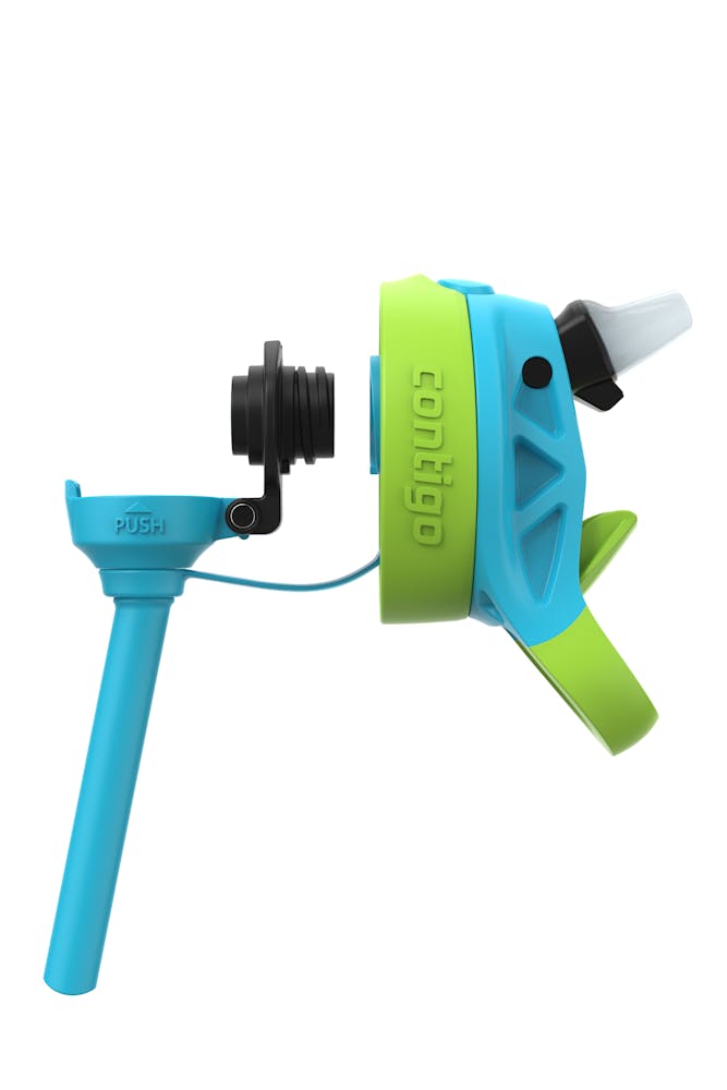 lime green and cyan kids water bottle straw and lid sans container
